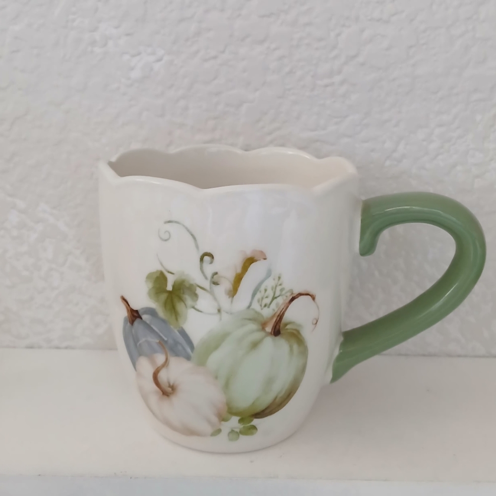 Falll Ceramic Mug with Green Handle